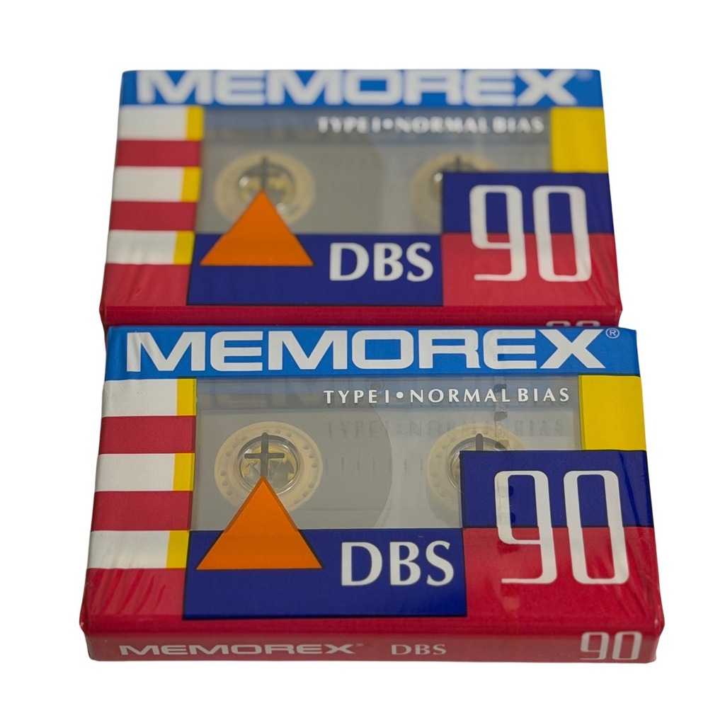 VTG Memorex Cassette Tapes 90 Minute DBS Type I Normal Bias Sealed‎ 2 Pack